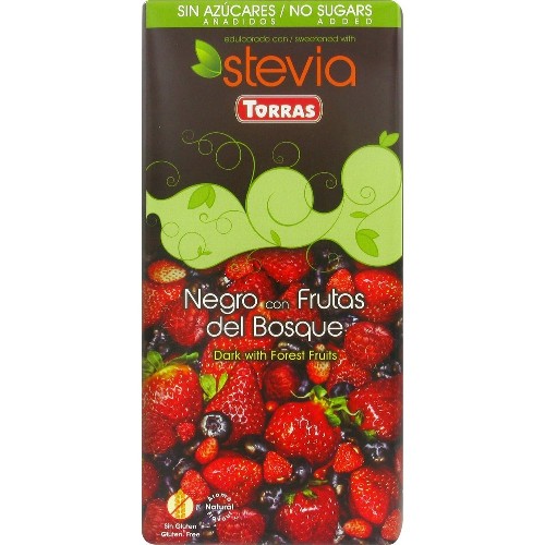 Ciocolata Neagra cu Fructe de Padure (cu Stevia) 125gr Torras