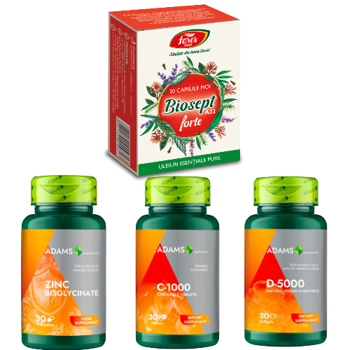 Pachet  Biosept Forte, Zinc, Vitamina C si D