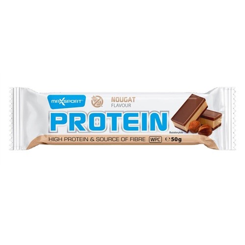 Baton proteic cu nuga invelit in ciocolata, fara gluten, 50g, Maxsport