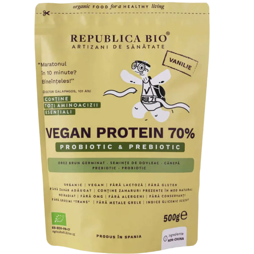 Vegan Protein 70% Probiotic & Prebiotic Vanilie Eco 500g Republica Bio