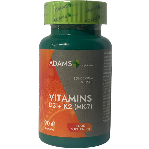 Vitamina D3 + K2 (MK-7) 90cps, Adams Supplements