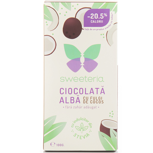Ciocolata Alba Cocos 100g Sweeteria