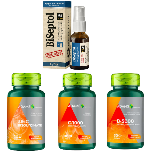 Pachet Biseptol spray, Vitamina D, C si Zinc
