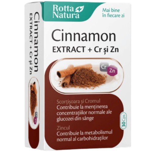 Cinnamon extract + Crom si Zinc, 30cps, Rotta Natura