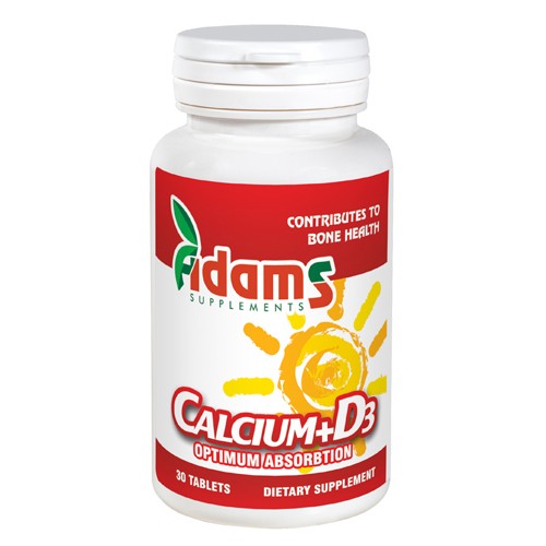 Calciu + Vitamina D3 30tab. Adams Supplements