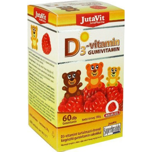 Vitamina D3 Gumata cu Gust de Zmeura 60cp Jutavit