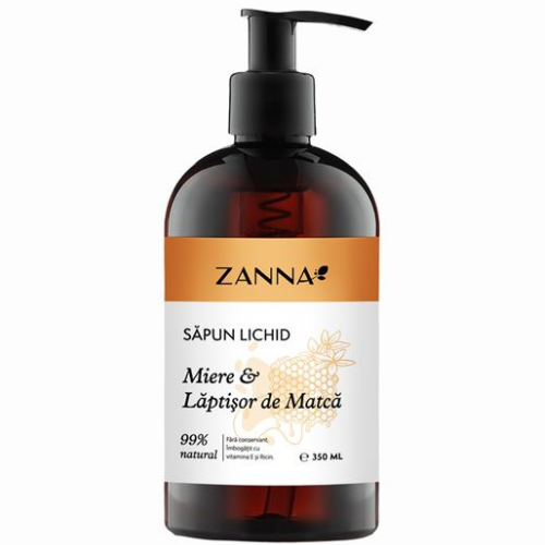 Sapun lichid cu miere si laptisor de matca, 350ml, Zanna