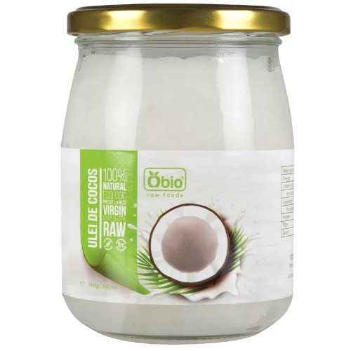 Ulei de Cocos virgin, raw bio, 460g/500ml, Obio