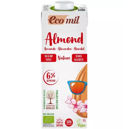 Bautura de migdale, fara zahar, bio, natur, 1000ml, Ecomil