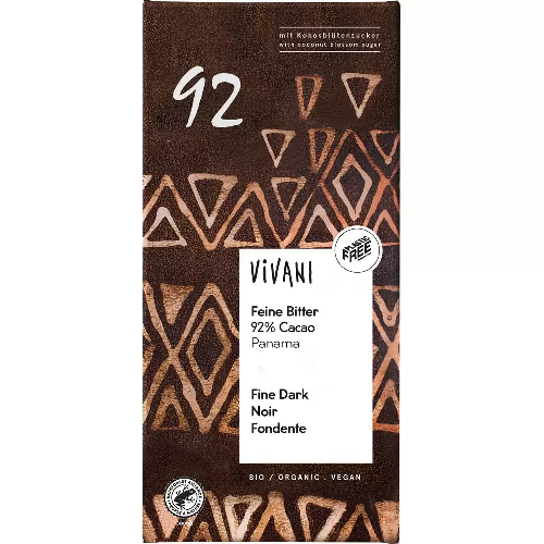 Ciocolata Amaruie 92% Cacao si Zahar din Flori de Cocos Eco 100gr Vivani