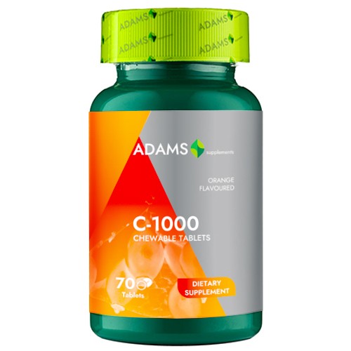 Vitamina C-1000, 70 tablete masticabile, Adams Supplements