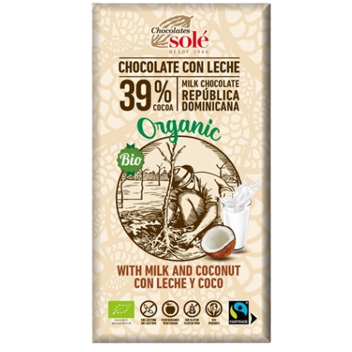 Ciocolata cu Lapte si Cocos, Eco, 100g, Chocolates Sole