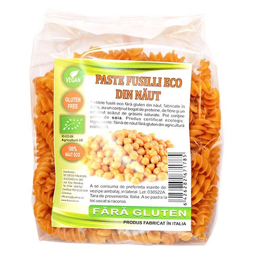 Paste Fusili cu Naut Eco Fara Gluten 250gr Sarchio