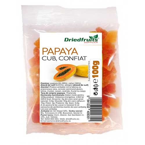 Papaya Confiata Cuburi 100gr Driedfruits