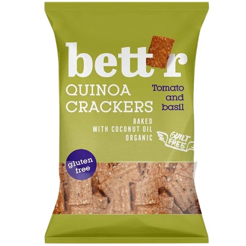 Crackers cu quinoa, rosii si busuioc, fara gluten, eco, 100g, Bettr