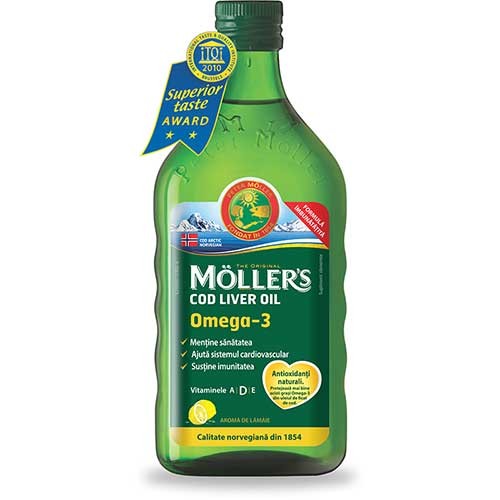 Mollers Ulei Ficat de Cod Aromă Lămâie 250ml  Pharma Brands