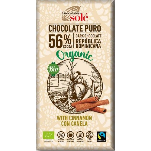 Ciocolata Neagra cu Scortisoara, 56% cacao, 100g, Chocolates Sole