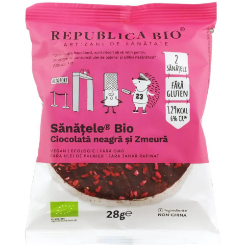 Sanatele cu Ciocolata Neagra si Zmeura 28gr Republica Bio