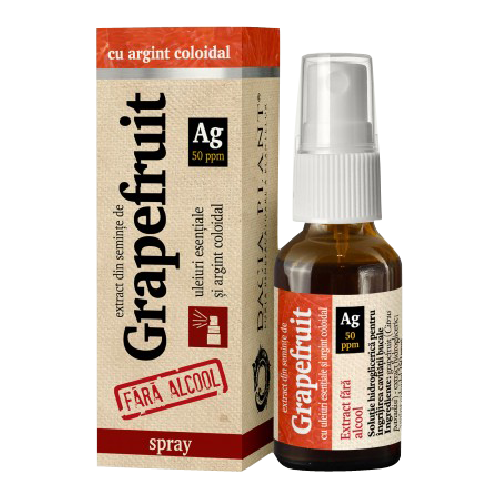 Grapefruit cu Argint Coloidal Fara Alcool, 20ml, Dacia Plant